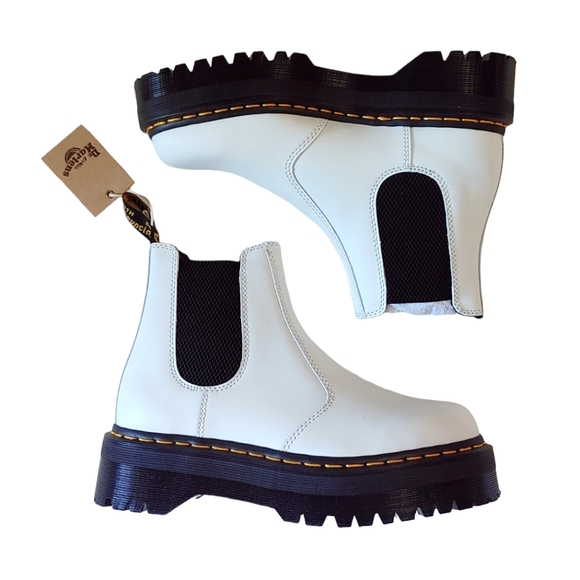 Dr. Martens 2976 White Quad Chelsea Boots - Picture 1 of 14